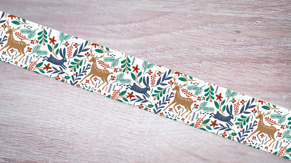 BioThane® Dog Collar - Leafy Reindeer Christmas UV print