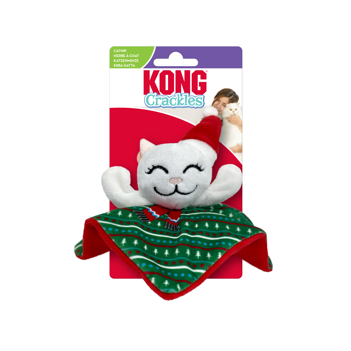 KONG Holiday Crackles Santa Kitty