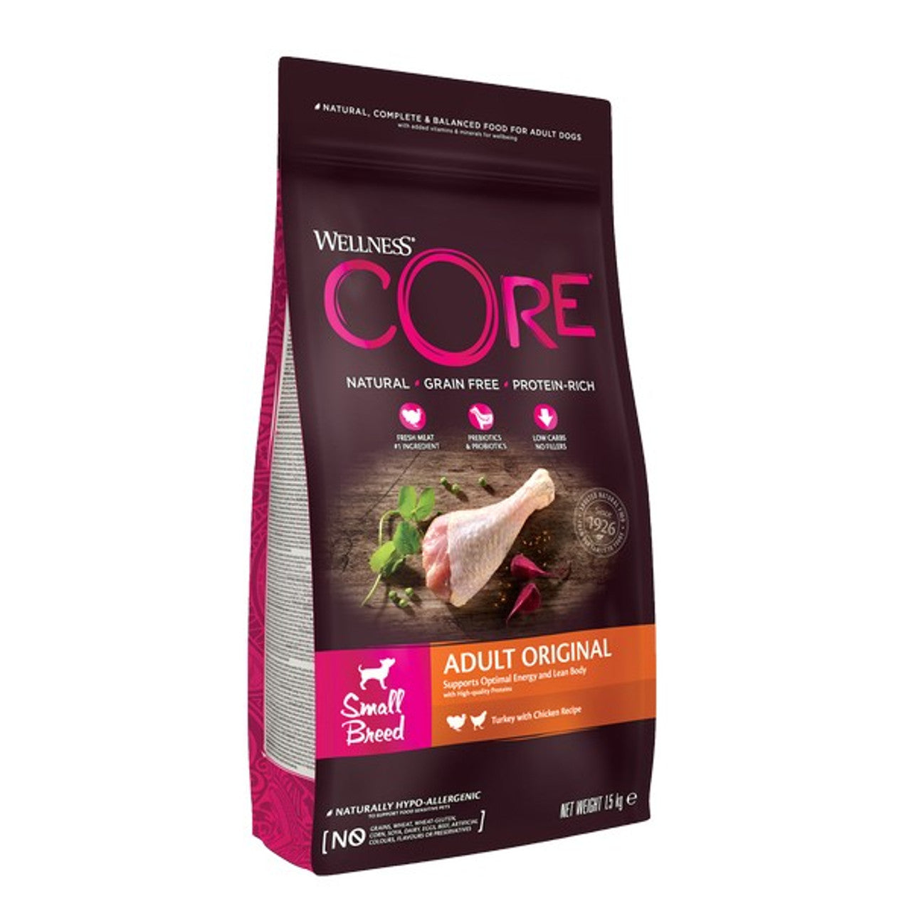 Wellness CORE Dog Dry Small Breed Adult Original - Turkey with Chicken